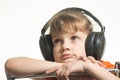 Portrait of girl in headphones listening to music musically