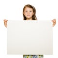 Portrait of a girl holding blank sign