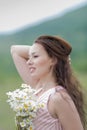 Portrait of girl with loose hair outdoors Royalty Free Stock Photo