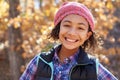 Portrait Of Girl Playing In Autumn Woods Royalty Free Stock Photo