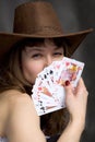 Portrait girl with a playing-cards Royalty Free Stock Photo