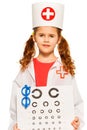 Portrait of girl playing doctor ophthalmologist