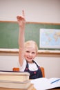 Portrait of a girl raising her hand Royalty Free Stock Photo