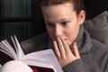 Portrait of girl reading book Royalty Free Stock Photo