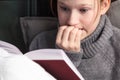 Portrait of girl reading book Royalty Free Stock Photo