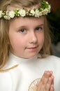 Portrait of a girl ready for first holy communion Royalty Free Stock Photo