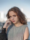 Portrait of girl in sleeveless dress