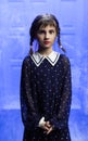 Portrait of a girl in a suit. Holiday. Hallowmas. Wednesday Addams. The Addams Family. Reincarnation. Cosplay. Idea for