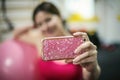 Selfie time in gym. Royalty Free Stock Photo