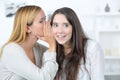 Portrait girl telling secrets to amazed friend Royalty Free Stock Photo