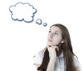 Portrait of a girl thinking with a cloud