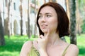 Portrait of a girl at the thinking pose Royalty Free Stock Photo