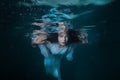 Portrait of the girl under water.