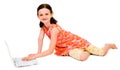 Portrait of girl using a laptop Royalty Free Stock Photo