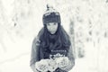 Portrait of a girl in Winter Park Royalty Free Stock Photo