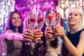 Portrait of girls's drinks at the club. Royalty Free Stock Photo