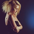 Portrait of a glamorous blonde girl in profile with beautiful ma Royalty Free Stock Photo