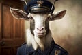 portrait of goat as a policeman