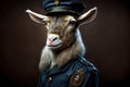 portrait of goat as a policeman