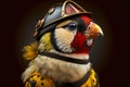 portrait of goldfinch as a firefighter