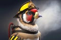 portrait of goldfinch as a firefighter