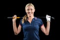 Portrait of golf player holding a golf club Royalty Free Stock Photo