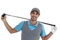 Portrait of golf player holding a golf club Royalty Free Stock Photo