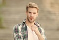 Portrait good looking man casual style, menswear concept