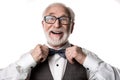 Cheery pensioner smarten himself up Royalty Free Stock Photo