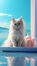 A portrait of a gorgeous white longhaired cat