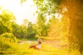 Portrait of gorgeous young woman in sunlight outside Royalty Free Stock Photo