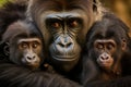 Portrait of gorilla family. Generative AI Royalty Free Stock Photo