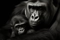 Portrait of gorilla family. Generative AI Royalty Free Stock Photo
