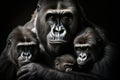 Portrait of gorilla family. Generative AI Royalty Free Stock Photo