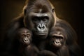 Portrait of gorilla family. Generative AI Royalty Free Stock Photo