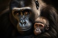 Portrait of gorilla family. Generative AI Royalty Free Stock Photo