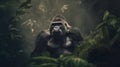 portrait of a gorilla in the jungle