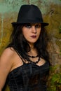 Portrait of goth girl with hat Royalty Free Stock Photo