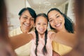 Portrait of grandma, child and selfie of mother in home, bonding together and love. Face, profile picture and mom Royalty Free Stock Photo