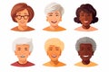 Portrait of grandmas with unique skin tones vector isolated illustration