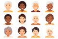 Portrait of grandmas with unique skin tones vector isolated illustration