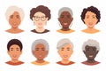 Portrait of grandmas with unique skin tones vector isolated illustration