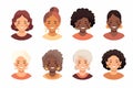 Portrait of grandmas with unique skin tones vector isolated illustration