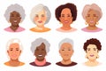 Portrait of grandmas with unique skin tones vector isolated illustration