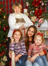 Portrait of a grandmother and teen granddaughters near the Chris Royalty Free Stock Photo