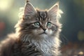 Portrait of gray cute kitten. Fluffy pet close-up. AI generated