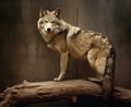 Portrait of a gray wolf angry in the forest Royalty Free Stock Photo