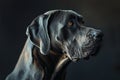 Portrait of a Great Dane dog on a black background. Royalty Free Stock Photo