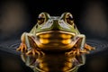 Portrait of green frog, toad in natural habitat, generative ai