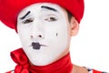 portrait of grimacing mime with makeup